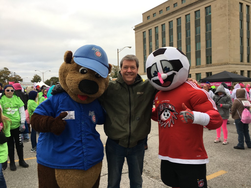 Van with Iowa Cubs and Des Moines Menace Mascot